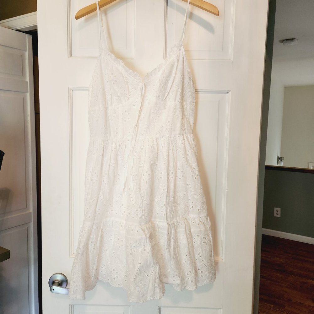 ENVEMOUR White Cotton Eyelet Mini Dress L